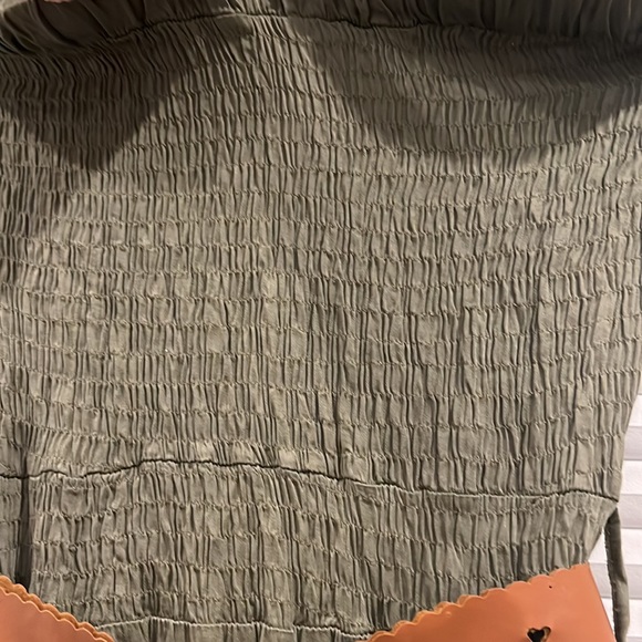 ROSE STYLE BELTED STRAPLESS DRESS WITH BROWN BELT. HIGH-LOW. MADE IN ITALY - Picture 6 of 9